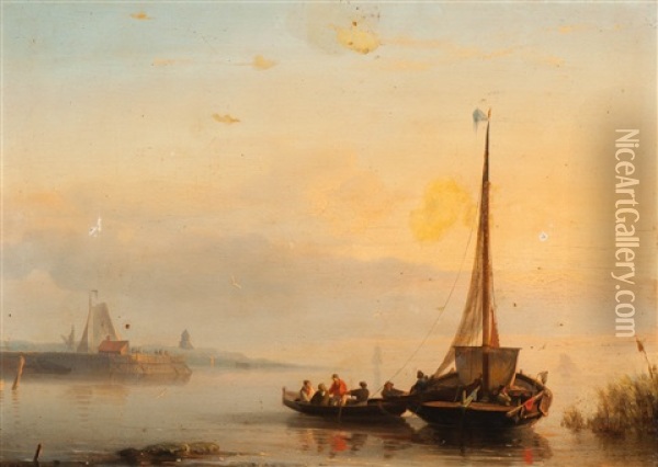 The Return Of The Fishing Boat Oil Painting - Nicolaas Riegen