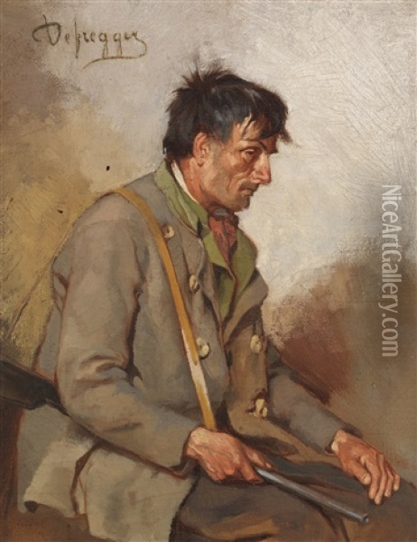 Sitzender Jager Oil Painting - Franz Von Defregger