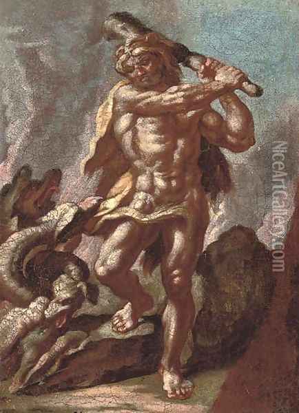 Hercules and Achelous Oil Painting - Francesco Solimena