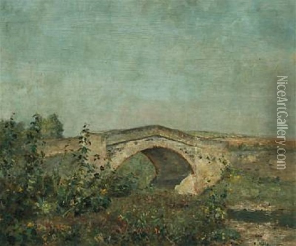 Landscape With Bridge Oil Painting - Rudolf Hoeckner
