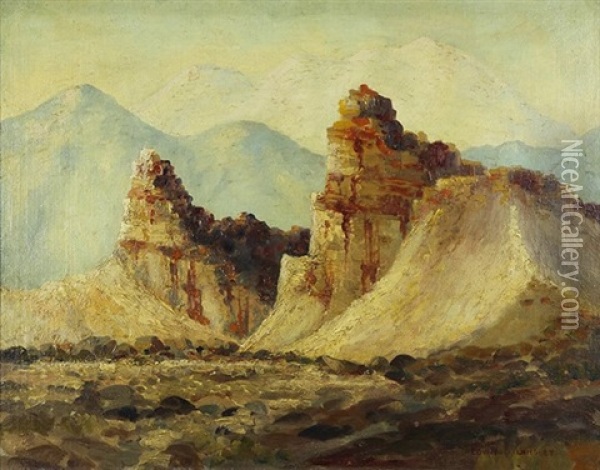 Coachella Valley & Desert Peaks Oil Painting - Edward M. Langley