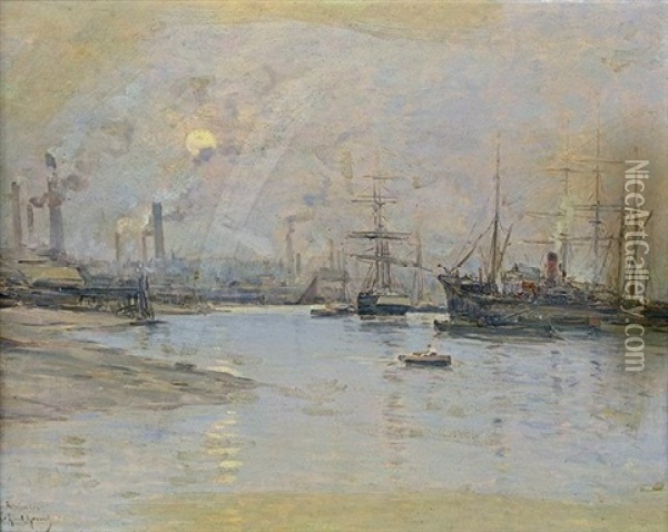 Le Port De Rochester Oil Painting - Fernand Marie Eugene Legout-Gerard