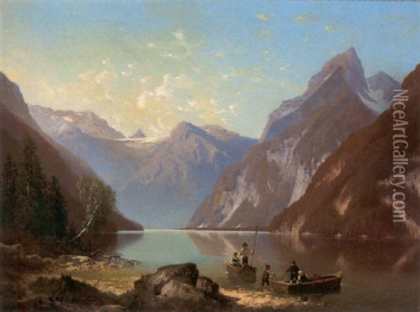 Am Konigsee Oil Painting - Carl Hasch