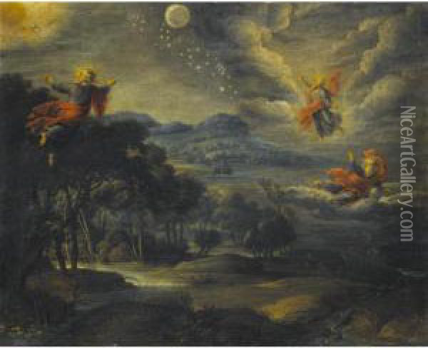 Creation Of Heaven Earth And Water Oil Painting - Willem Van Herp