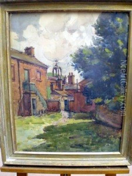 Courtyard Leading To Rear Of Buildings Oil Painting - Hurst Balmford