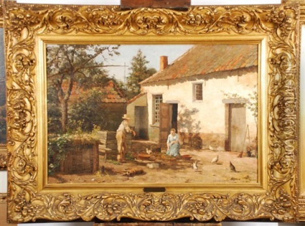 Cour De Ferme Ensoleillee Oil Painting - Evert Pieters