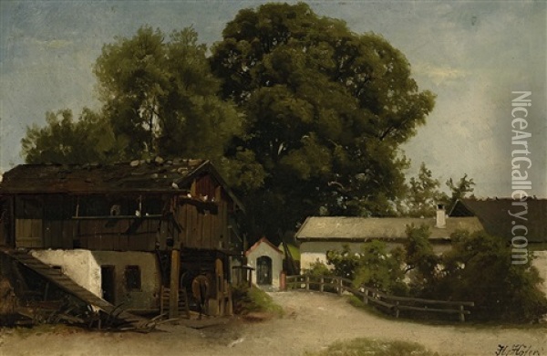 Oberbayerischer Bauernhof Oil Painting - Heinrich Hofer