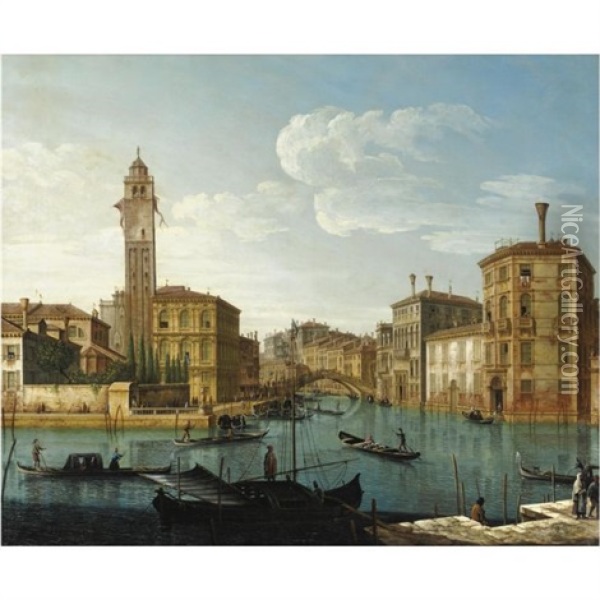 Venezia, Veduta Del Canal Grande Oil Painting - Pietro Bellotti