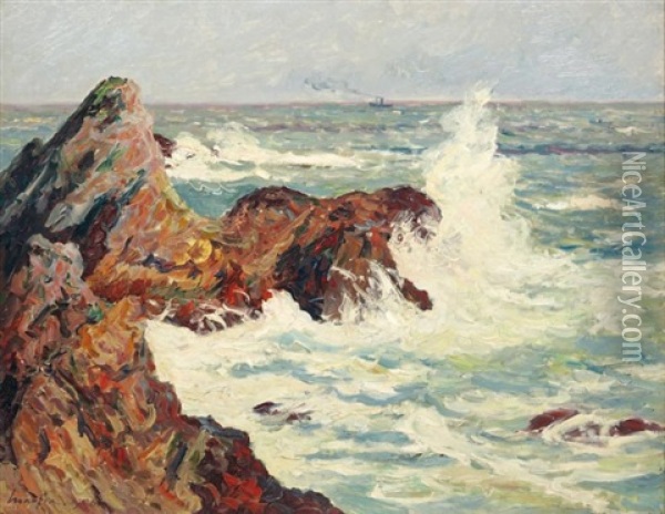 Les Rochers Du Domois (belle Ile En Mer) Oil Painting - Maxime Maufra