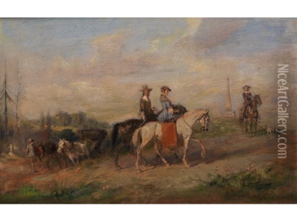 Der Ausritt Oil Painting - Alfred Ritter von Malheim Friedlaender