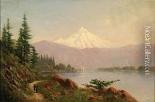 Mount Hood From Fisher's Landing Oil Painting - Cleveland Salter Rockwell