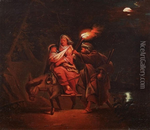 The Holy Family On The Flight Into Egypt Oil Painting - Johann Conrad Seekatz