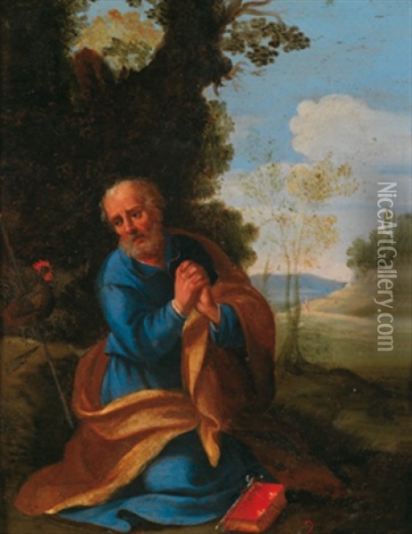 Der Apostel Petrus In Einer Landschaft Oil Painting - Francesco Albani
