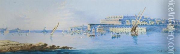 View Of Valetta, Malta Oil Painting - Vincenzo D Esposito