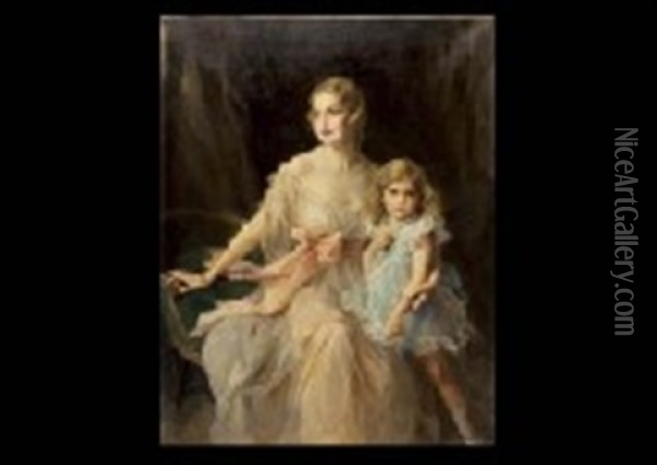 Mother And Child Oil Painting - Philip Alexius De Laszlo