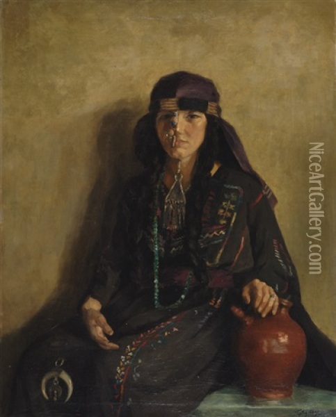 Portrait Of An Indian Woman Oil Painting - Felix Isidoor Hess
