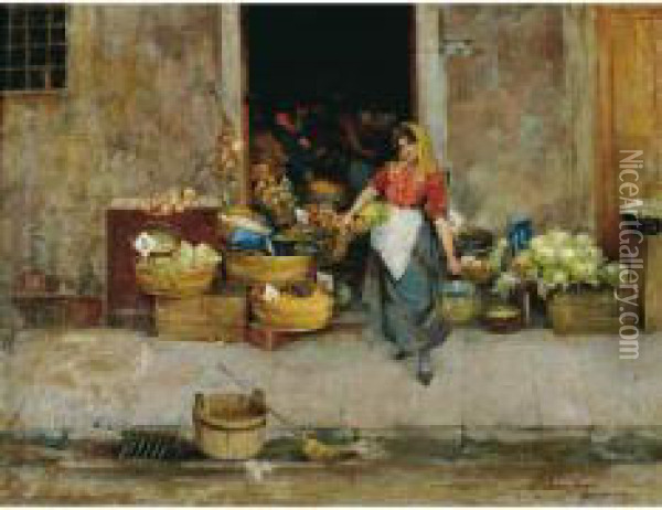 Bottega Di Fruttivendolo Oil Painting - Stefano Novo