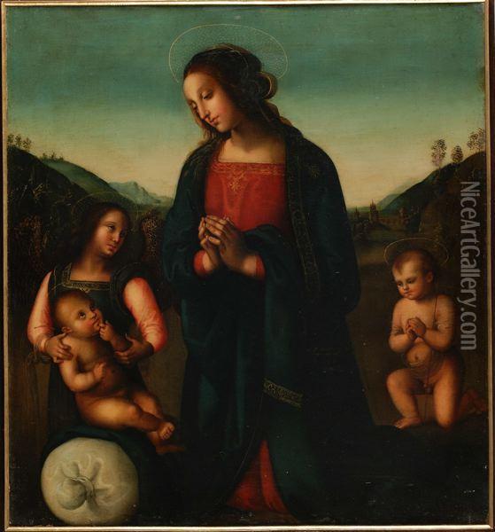 Copia Moderna Della Madonna Del Sacco Del Perugino Oil Painting - Master Of The Giovanelli Madonna