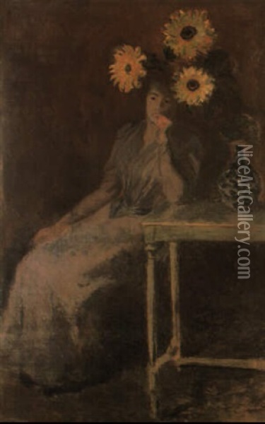 Suzanne Aux Soleils Oil Painting - Claude Monet