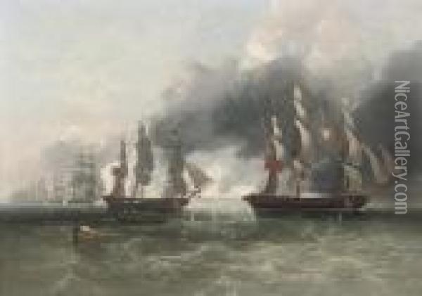 The Forcing Of The Scheldt, 11th August 1809 Oil Painting - John Wilson Carmichael