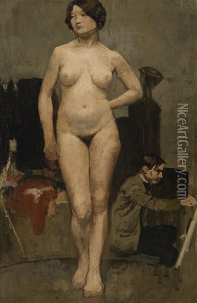 Femme Nue, Etude D'atelier Oil Painting - Henri Evenepoel