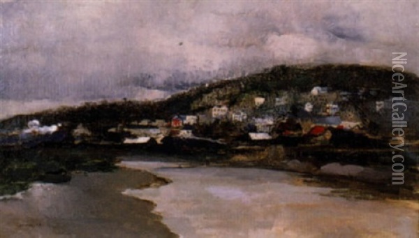 Bassin A Honfleur, La Cote De Grace Oil Painting - Paul Elie Gernez
