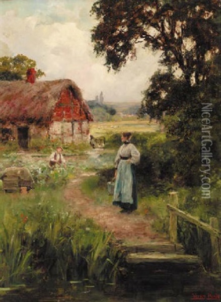 The Cottage Garden Oil Painting - Henry John Yeend King