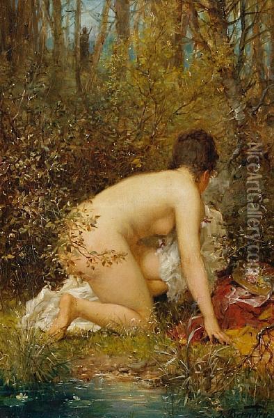 The Bather Oil Painting - Joseph Antoine Bernard