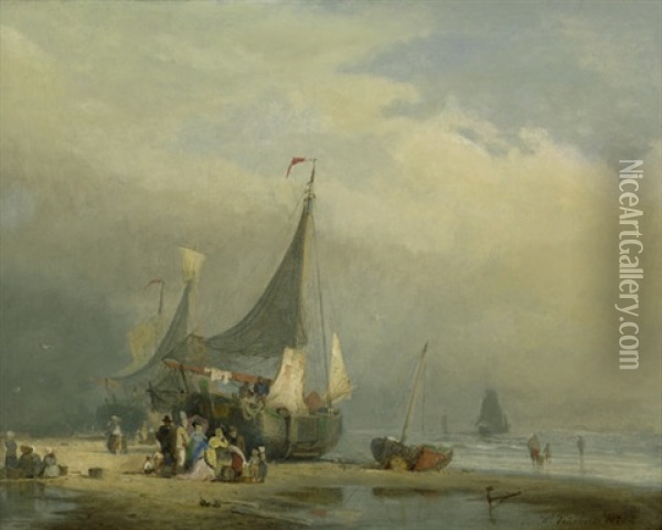 Fischerboote An Der Kuste Von Delft Oil Painting - Viggo Fauerholdt