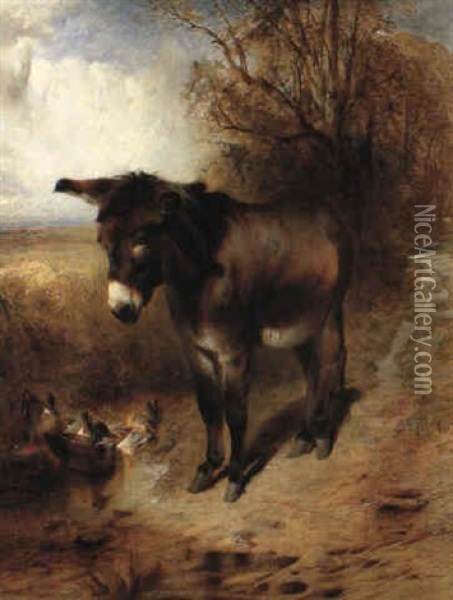 A Brown Study Oil Painting - William Huggins