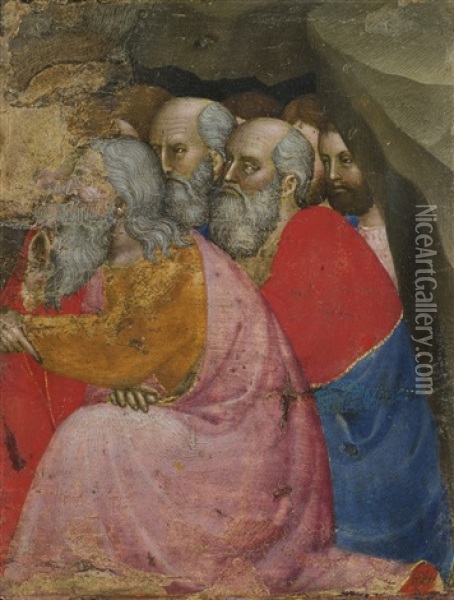 The Righteous Of The Old Testament, A Fragment From A Descent Into Limbo Oil Painting - (Giovanni di Jacopo di Guido da Giovanni da Milano
