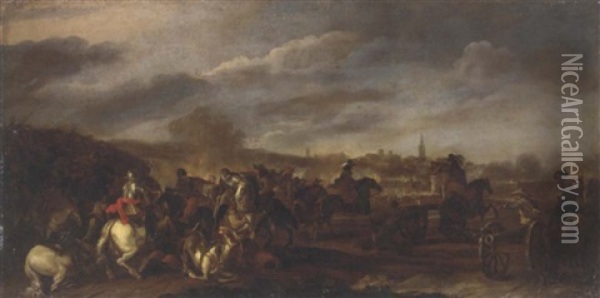 A Calvary Battle Oil Painting - Jacques Courtois