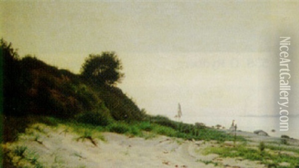 Strand Ved Hellebaek, Tidlig Aften Oil Painting - Vilhelm Groth