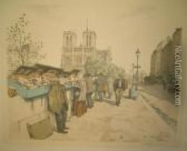 Quai St. Michel, Paris Oil Painting - Tavik Frantisek Simon