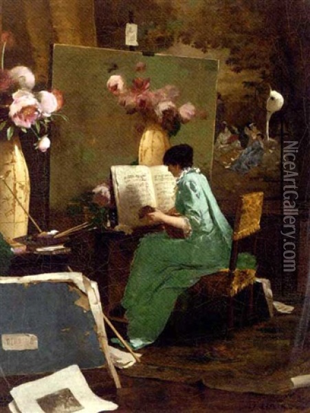 A Musical Interlude Oil Painting - Edouard (John) Menta