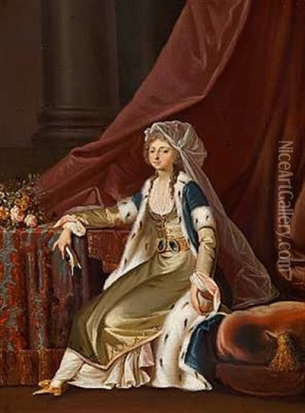 Prinsesse Louise Augusta I Tyrkisk Dragt Oil Painting - Jens Juel