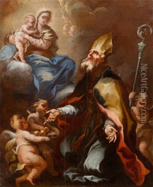 Saint Nikolaos Of Myra Oil Painting - Martino Altomonte