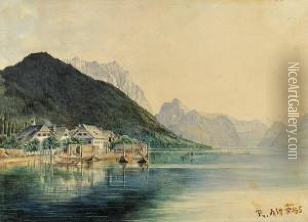 Traunsee Und Traunstein Oil Painting - Rudolf Ritter von Alt