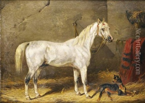 Cheval A L'ecurie Oil Painting - Carl Fredrik Kiorboe