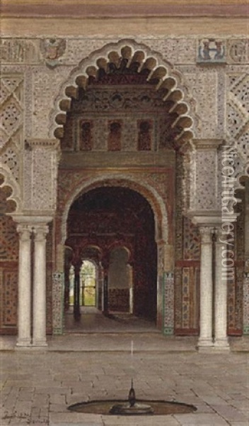 La Casa De Pilotos, Seville Oil Painting - Fernando Liger Hidalgo