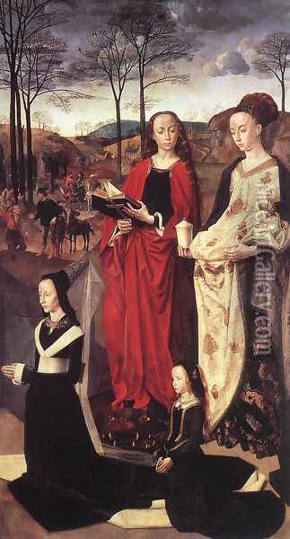 Sts. Margaret and Mary Magdalene with Maria Portinari 1476-79 Oil Painting - Hugo Van Der Goes