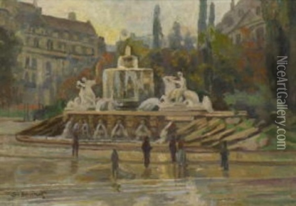 Der Wittelsbacher Brunnen In Munchen Oil Painting - Karl Boessenroth