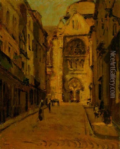 La Rue Pecquet, Dieppe Oil Painting - Walter Sickert