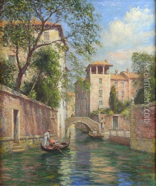 Venetian Waterway Oil Painting - Arthur Trevor Haddon