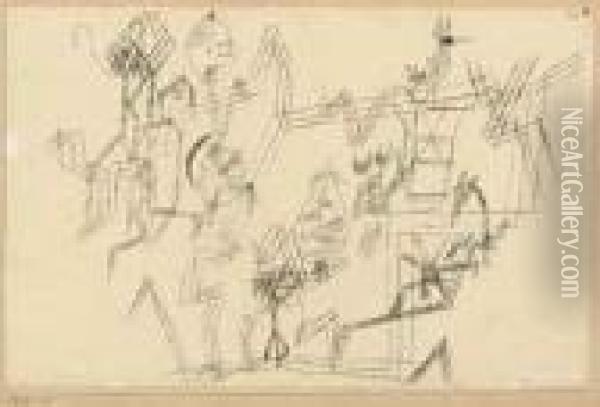 Metaphysisches Blatt Aus Der Vogelwelt Oil Painting - Paul Klee