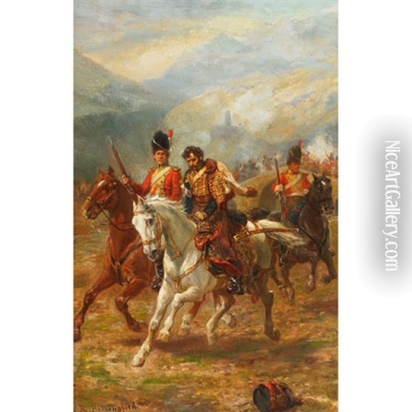 Napoleon At Waterloo; A Prisoner Of Rank (pair) Oil Painting - Robert Alexander Hillingford