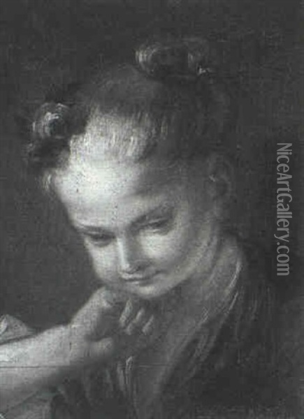 A Head Of A Young Girl Oil Painting - Jean-Honore Fragonard