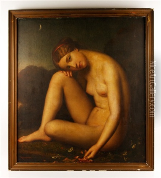 Nude In Moonlight Oil Painting - Joseph (Guiseppe) Fagnani