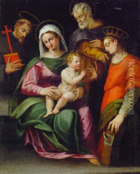 The Mystic Marriage Of Saint Catherine Oil Painting - Orazio Samacchini