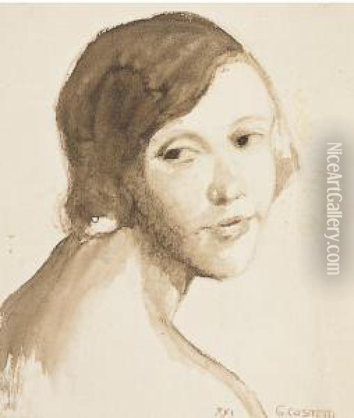 Ritratto Di Giovane Donna Oil Painting - Giovanni Costetti